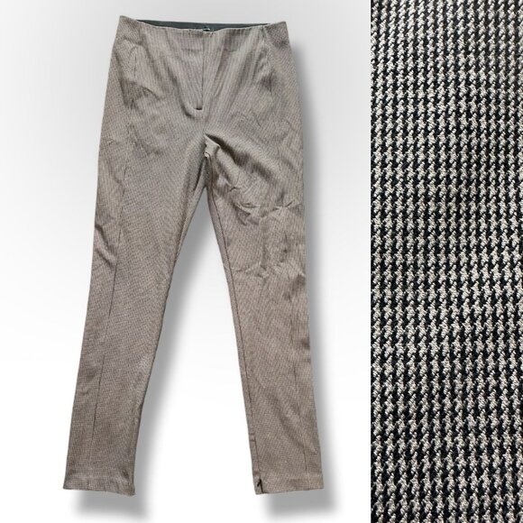Ann Taylor Brown Houndstooth Slim Trousers Women's Size 12 Tall Preppy Office - Picture 1 of 16